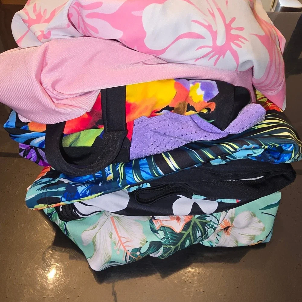 Lot of 8 Womens Swimwear Pieces 1XL Tropical Floral One Piece Tankini Shorts